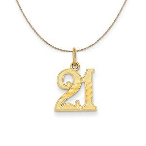 14k Yellow Gold Diamond Cut 21 Necklace - 16 Inch